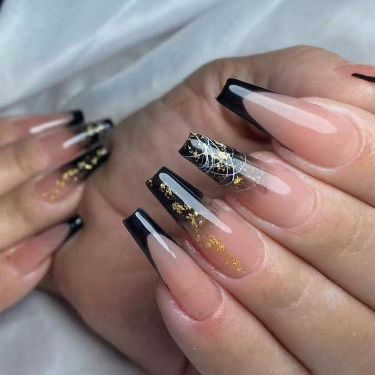 Black French Tip Press On Nails