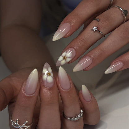 Creamy Magnolia Ombre Press-On Nails