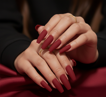 Crimson Red Extra Long Coffin Press-On Nails