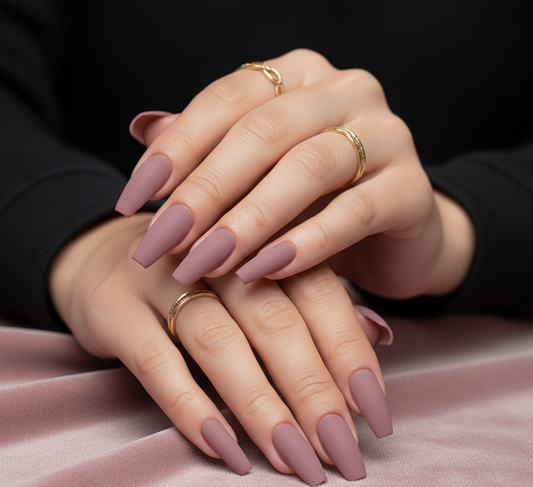 Dusty Rose Extra Long Coffin Press-On Nails