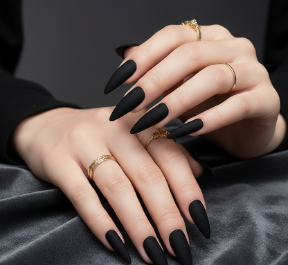 Matte Black Stiletto Press-On Nails