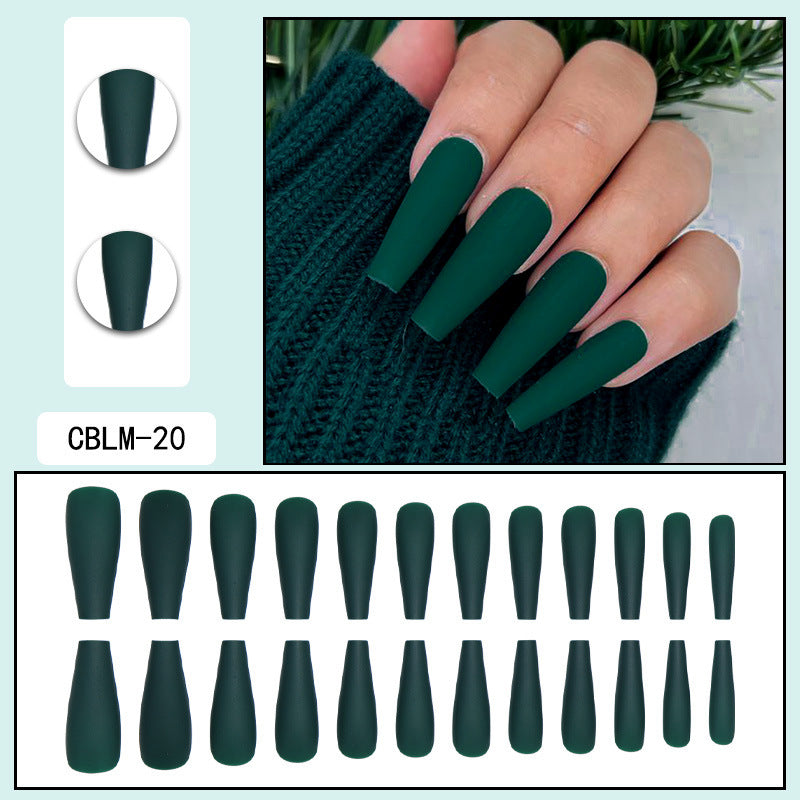 Matte Emerald Forest Extra Long Coffin Press-On Nails