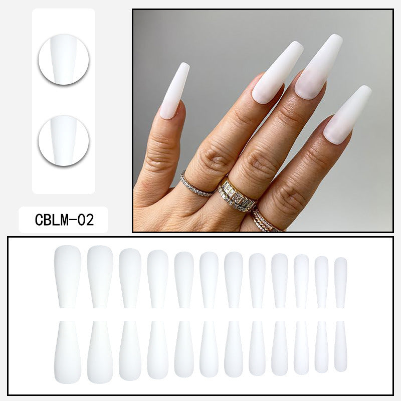 Matte Frost White Extra Long Coffin Press-On Nails