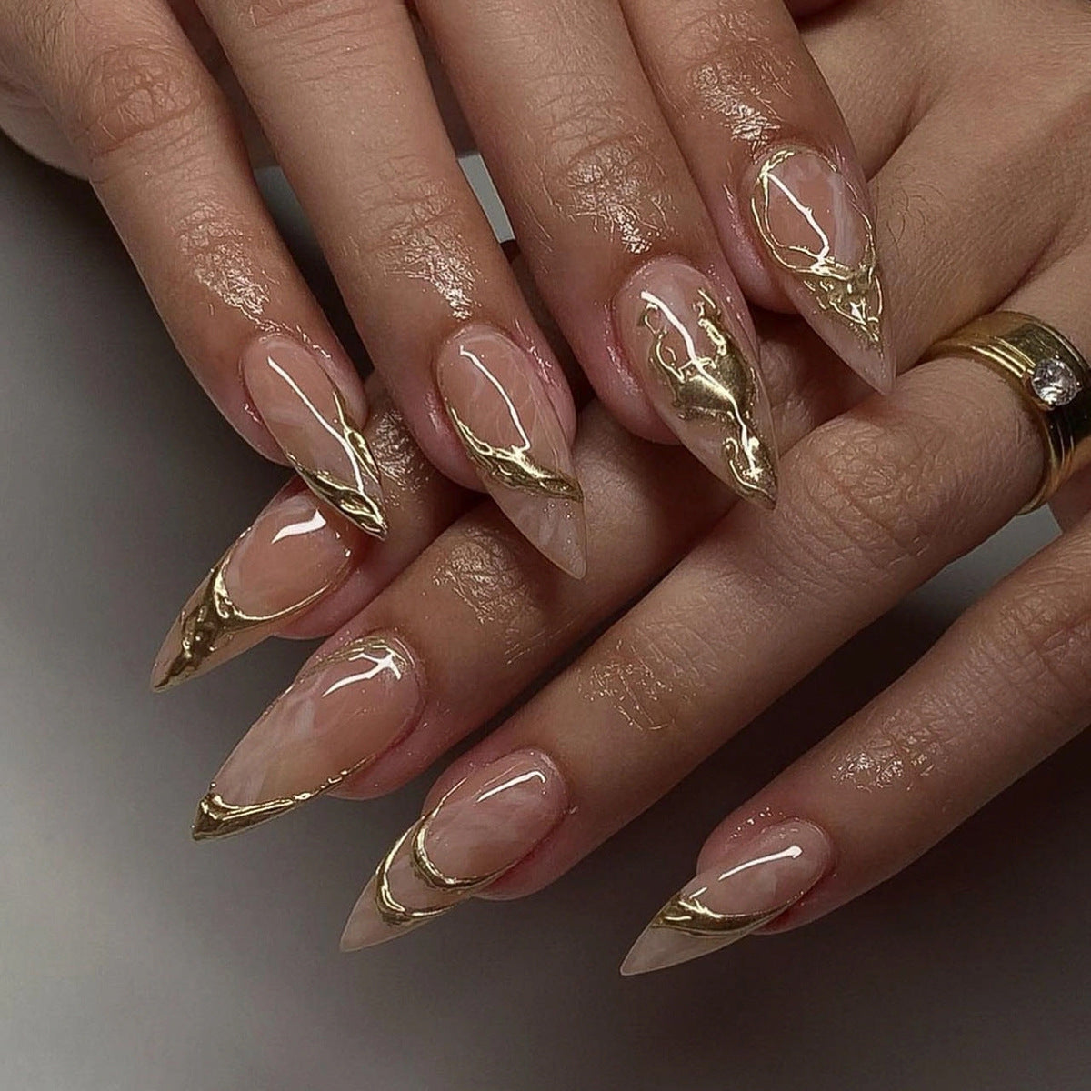 Molten Gold Nude Glam Press-On Nails