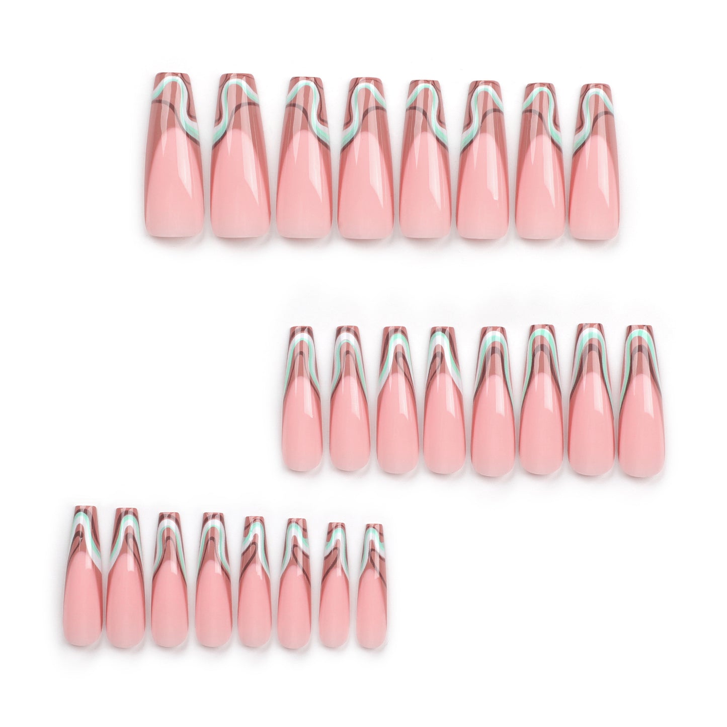 Earth Tone Wavy French Tip Press On Nails