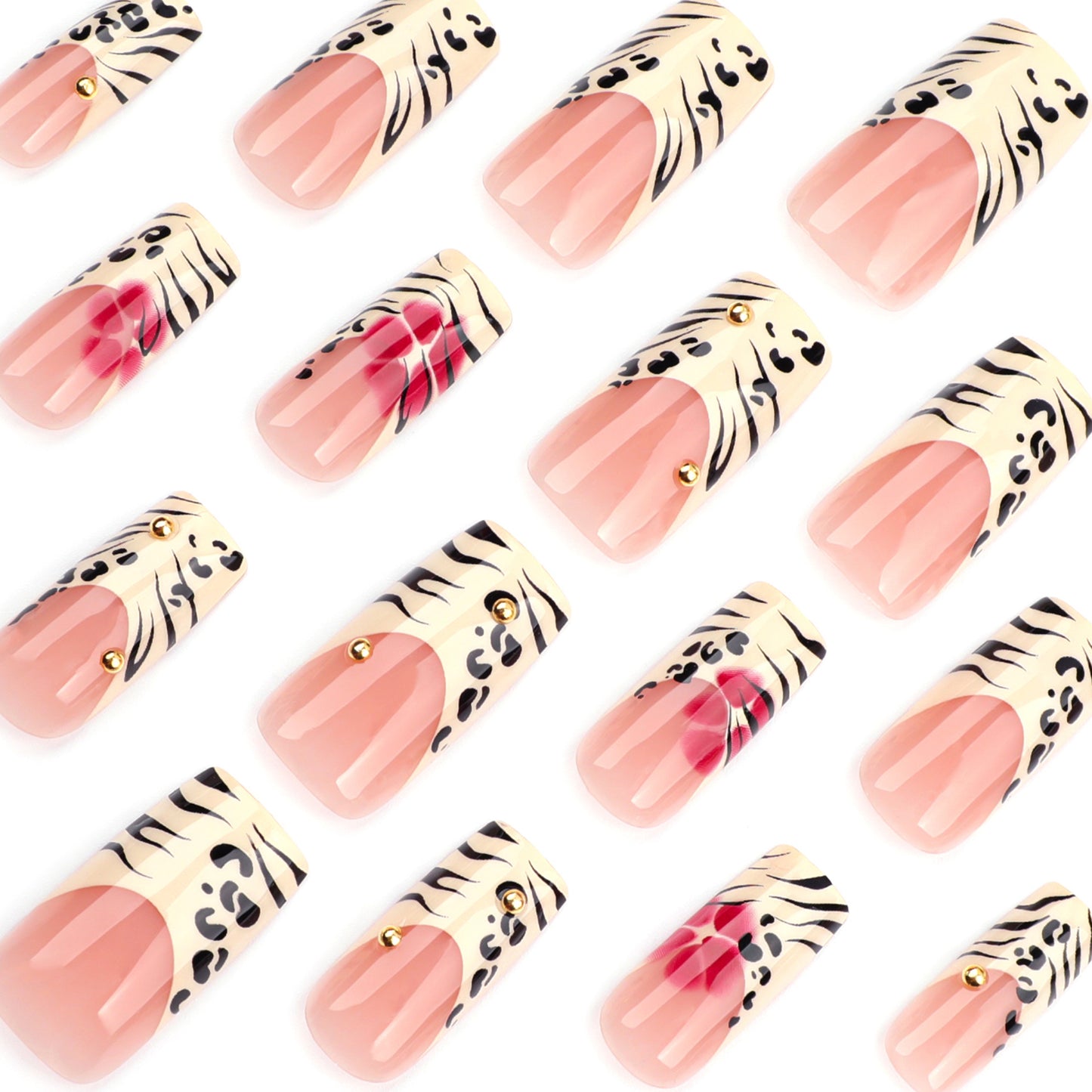 Deep Ruby Red & Heart Charm Nails