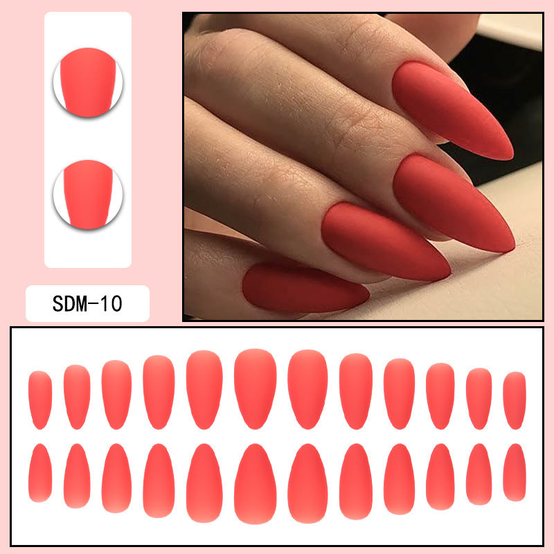 Matte Coral Red Almond Press-On Nails