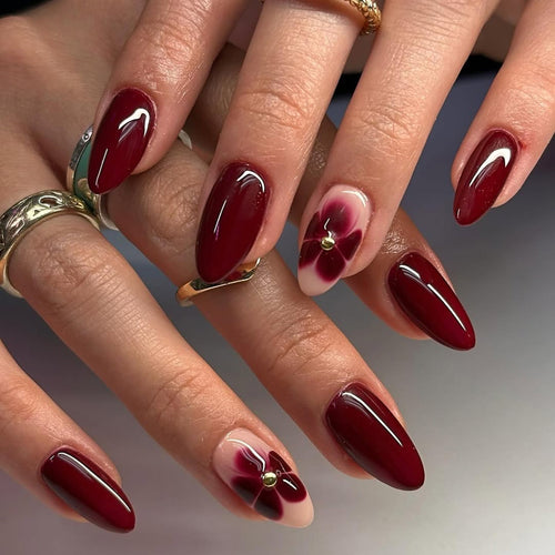 Deep Cherry Aura Press-On Nails