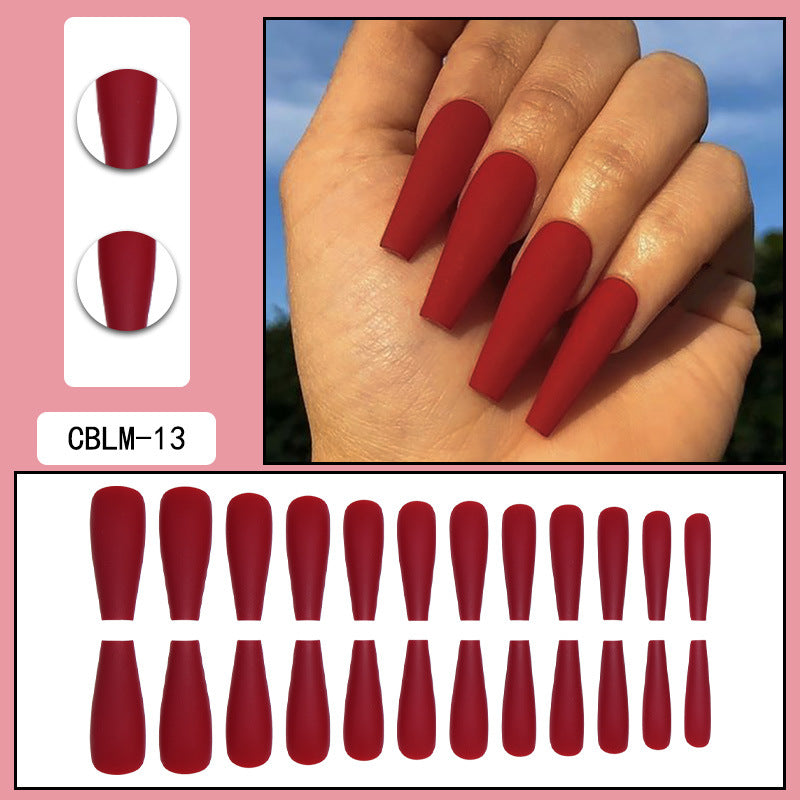 Crimson Red Extra Long Coffin Press-On Nails