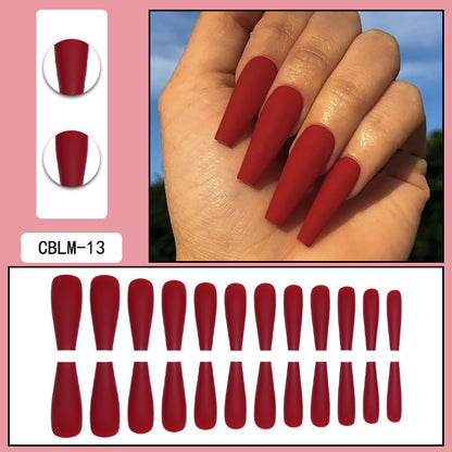 Crimson Red Extra Long Coffin Press-On Nails