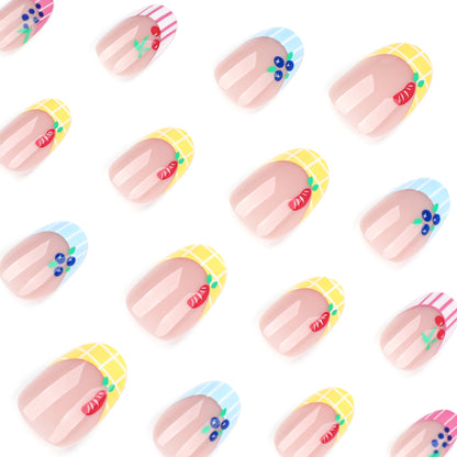 Pastel Stripe French Tip Press-On Nails