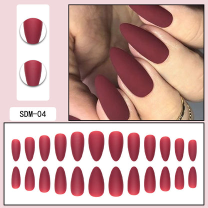 Matte Burgundy Almond Press-On Nails
