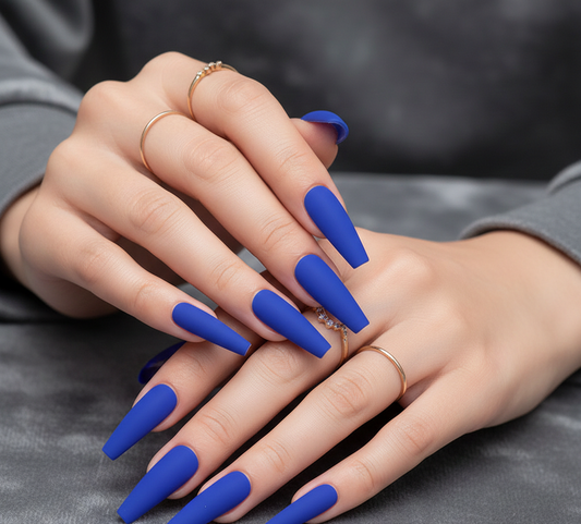 Royal Blue Extra Long Coffin Press-On Nails