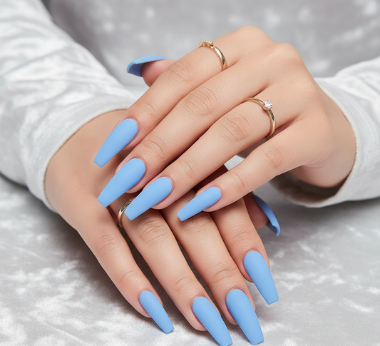 Sky Blue Extra Long Coffin Press-On Nails