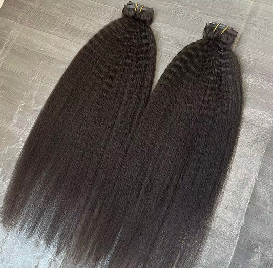 Kinki Straight Invisible Human Hair Clip-In. 100g/pack