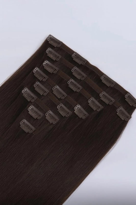 Clip-In Invisible RAW Human Hair Extensions. 8 Pieces/Set.